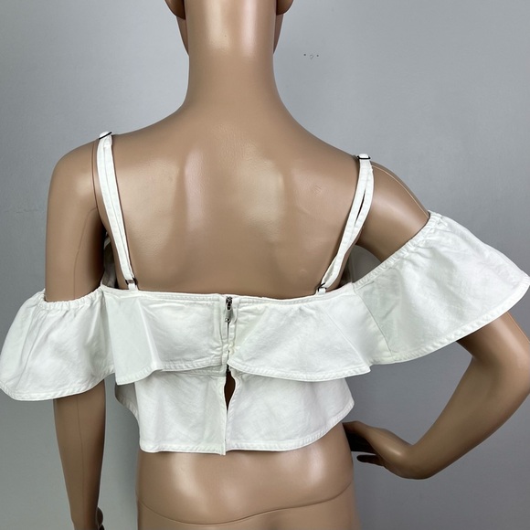 ISABEL MARANT ETOILE REVOLVE WHITE COLD-SHOULDER CROP TOP - Picture 10 of 13